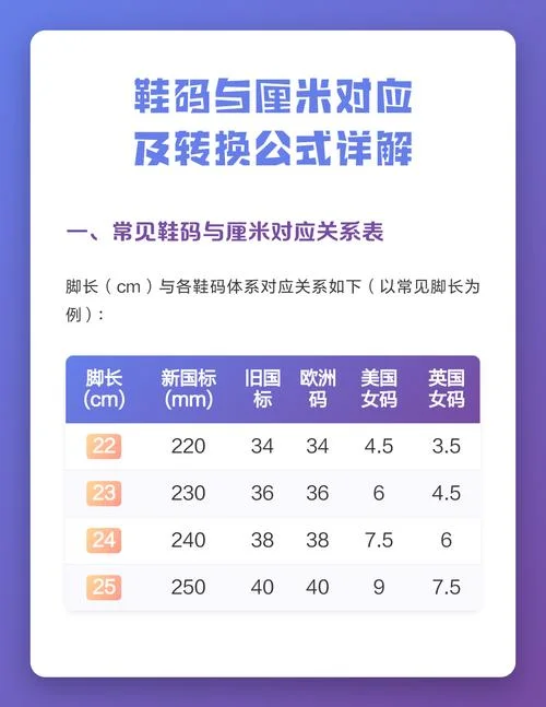 鞋码转换厘米公式_1