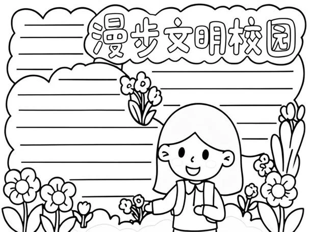 轻声慢步手抄报模板-轻声慢步手抄报