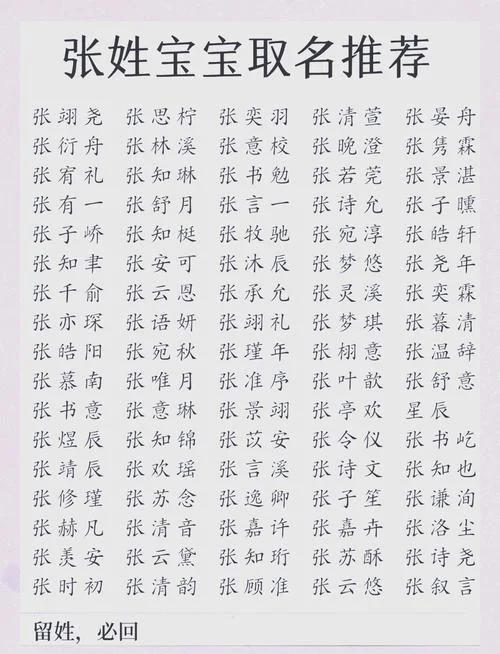 姓张的小孩起名字-张姓孩童取名