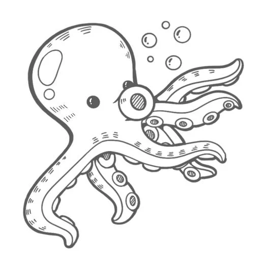 手指画海底世界简笔画-简笔画海底世界手指画