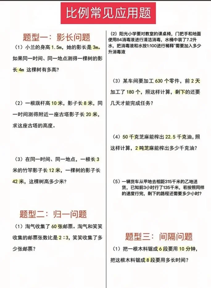 比例应用题六年级公式_2