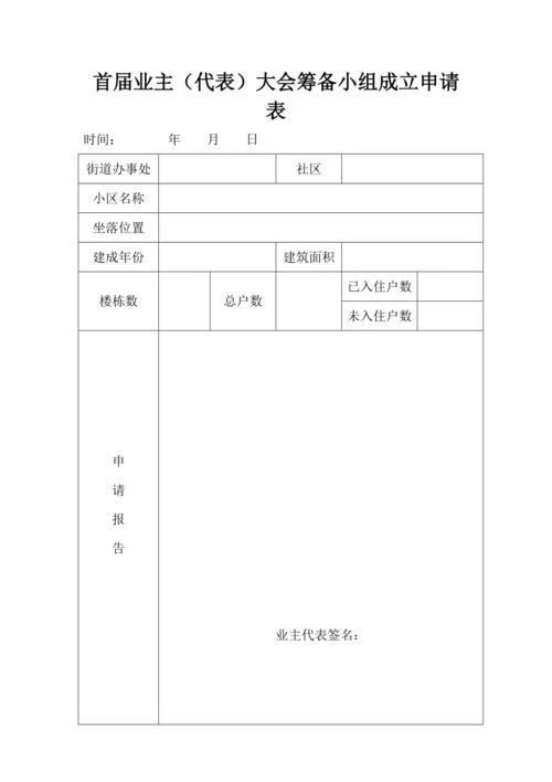 小区成立业主委员会申请书-业主委员会成立申请
