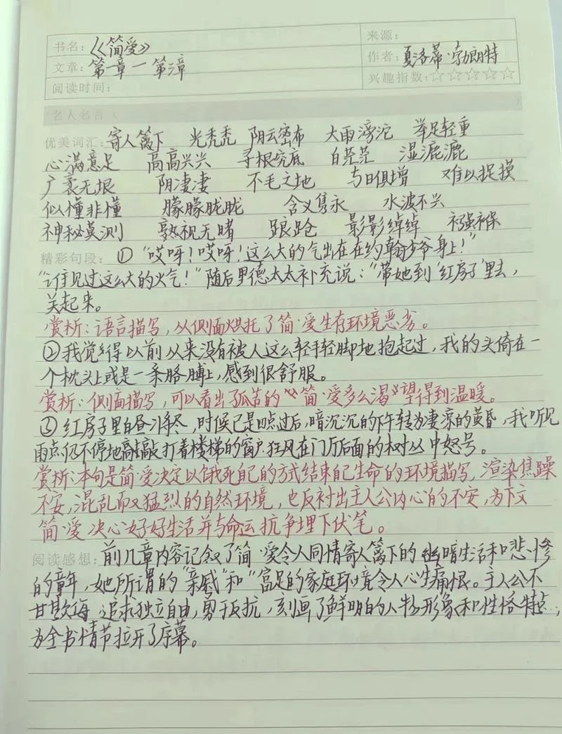 简爱第1章读后感-简爱第一章感悟