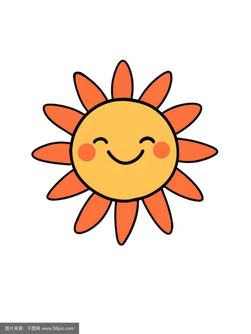 太阳简笔画彩色可爱图片_1