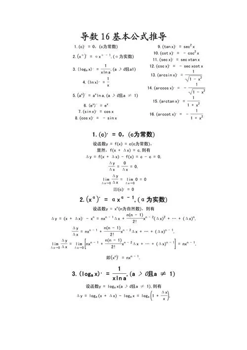常用导数公式大全_1