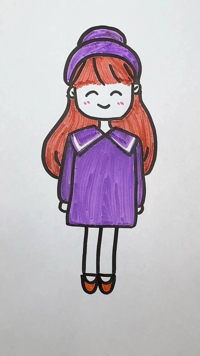 小姑娘的简笔画怎么画_1