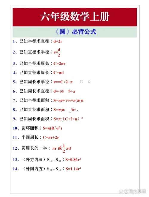 圆的公式有哪些-圆的面积公式