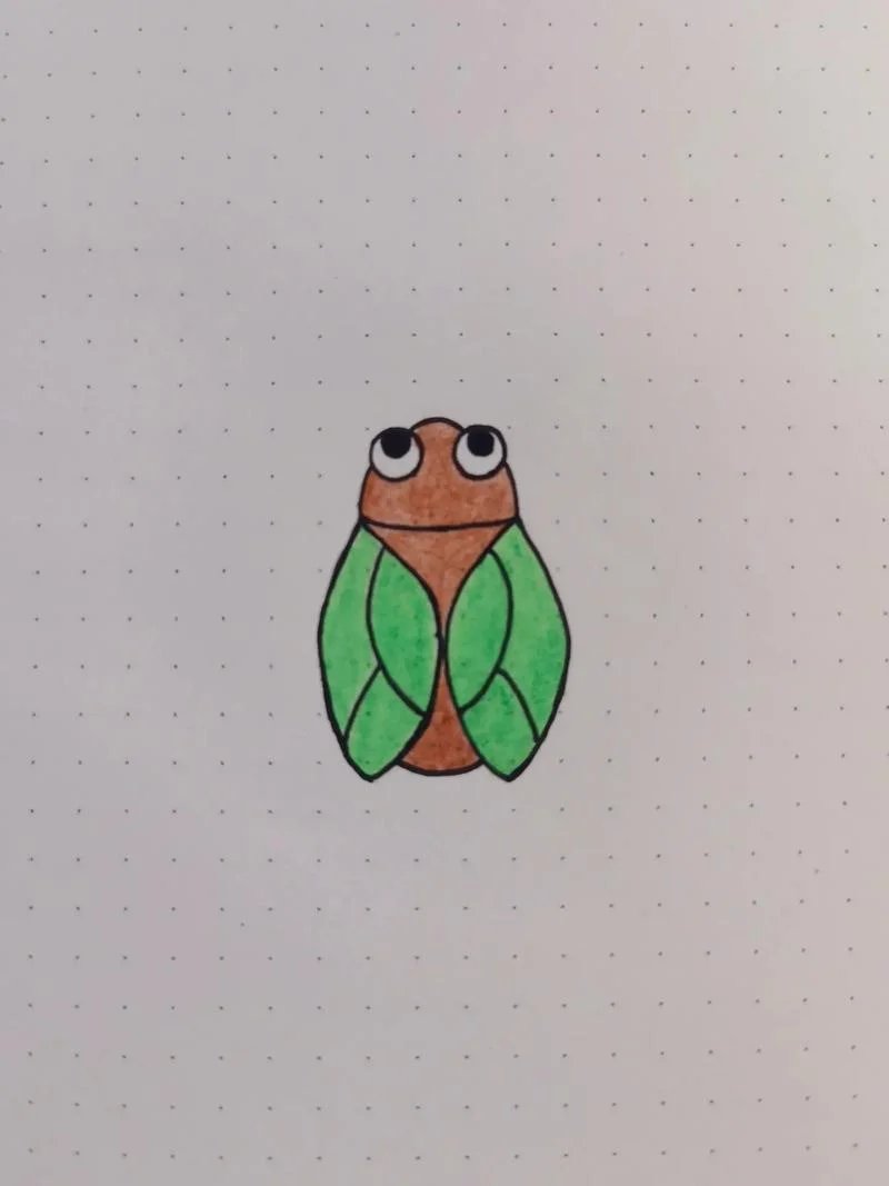 蝉的简笔画加颜色_2
