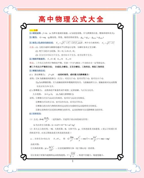 高一物理公式定理大全_2