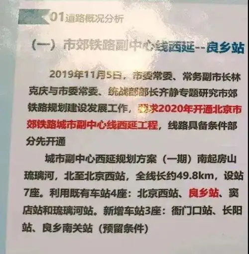 市郊铁路西延新规划,房山这个地区有转机了