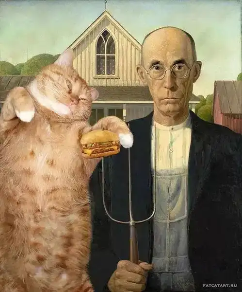 转载艺术家让胖猫混入世界名画从颜色到表情无缝连接