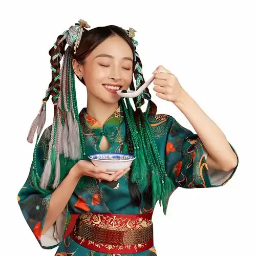 摄图网402021067享受喝汤的国潮美女形象非企业商用人物素材