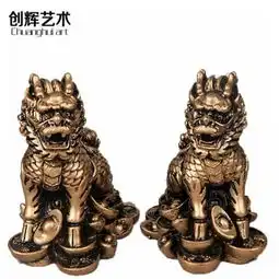 开光麒麟摆件一对招财镇宅辟邪化煞送子仿小人家居风水装饰品摆设
