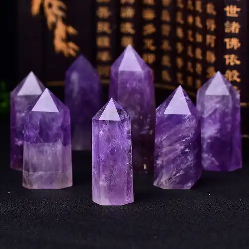 呈隆开光天然紫水晶柱原石打磨招财辟邪摆件风水能量柱家居办公
