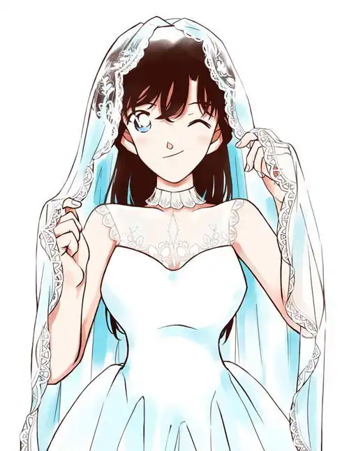 柯南小兰婚纱图名侦探柯南从校服走到婚纱,祝福新兰小兰终于穿上了婚纱