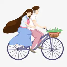 单车约会情侣手绘插画图片素材其他格式下载动漫人物大全