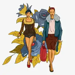 两个漂亮欧美青年女孩朝我们走了过来png插图图片素材其他格式下载动漫人物大全