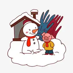 手绘矢量卡通猪年新年可爱小猪和雪人图片素材其他格式下载装饰图案大全