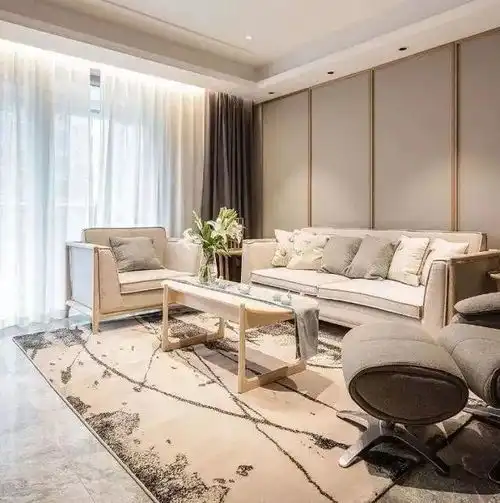 106平的新中式风三居室,用原木色与暖灰色构造的家