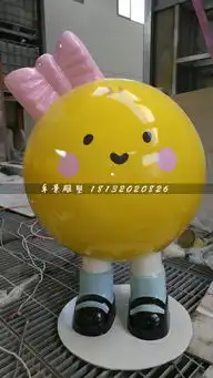 玻璃钢戴帽子的qq表情商场景观雕塑-黄页88网