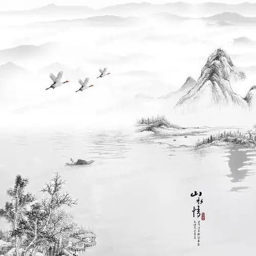 中国风山水画背景图背景图片下载3333x3333像素jpg格式图精灵