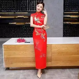 时尚复古款,精品长旗袍,优雅女士必选