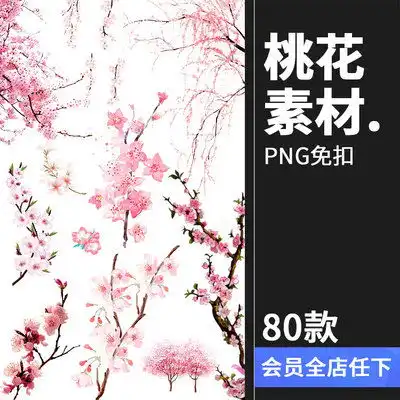 复古中国风仙侠粉色桃花桃树素材png免抠图片psd影楼后期设计素材桃花素材
