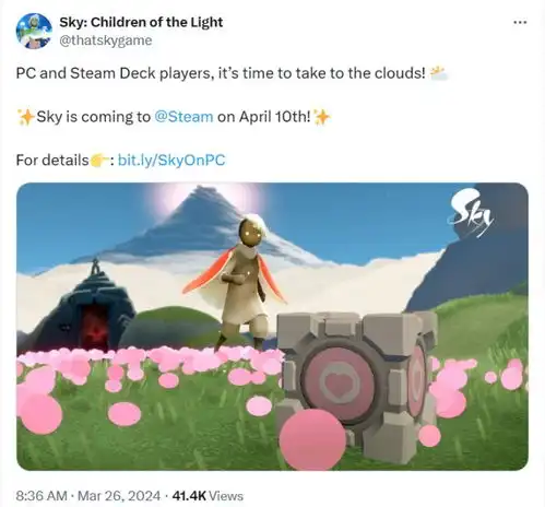 sky光遇将于4月10日推出steam抢先体验版