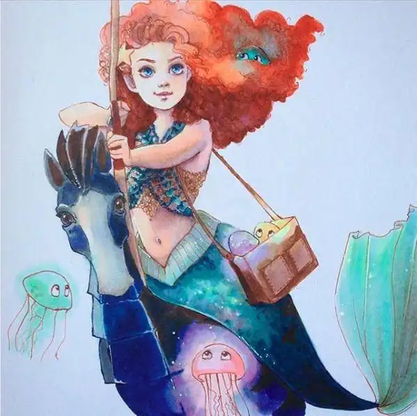 当迪士尼公主变成了美人鱼,乐佩公主清纯可爱,爱洛公主太美了