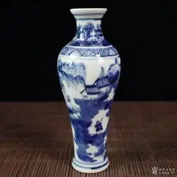 青花山水图纹小花瓶