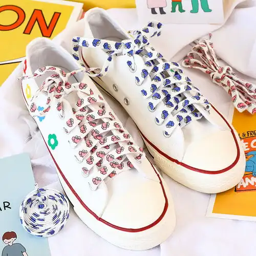 日系球鞋定制适配椰子鞋带泫雅风个性aj1男女高帮帆布鞋ins鞋带