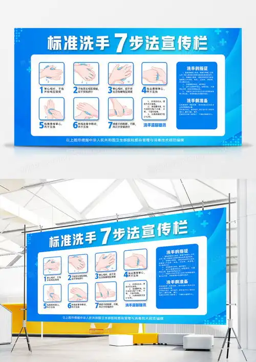 标准七步洗手法宣传栏展板模板设计图片下载psd格式素材熊猫办公