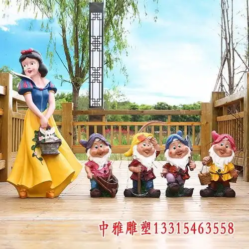 玻璃钢白雪公主与小矮人雕塑晋城白雪公主玻璃钢雕塑图片中雅雕塑