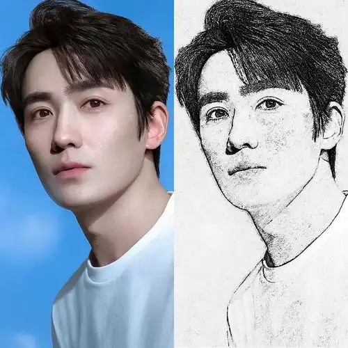 图片素描朱一龙,王一博,林允儿