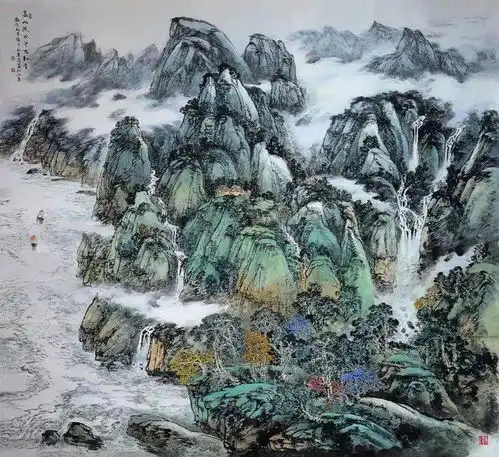衣惠春作品赏析高山流水韵悠扬,华夏山河画卷长