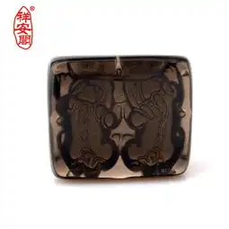 开光天然冰种黑曜石方形双貔貅吊坠招财超强避邪化小人祥安阁开光吉祥物