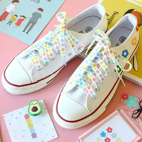 日系球鞋定制适配椰子鞋带泫雅风个性aj1男女高帮帆布鞋ins鞋带