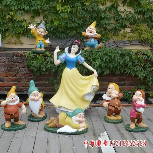 白雪公主与七矮人玻璃钢雕塑本溪树脂雕塑白雪公主图片中雅雕塑