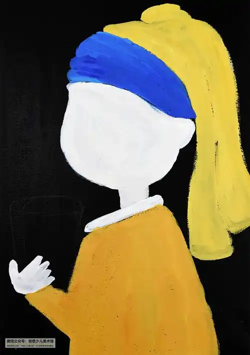 viso画背景框儿童画教程创意画名画戴珍珠耳环的少女