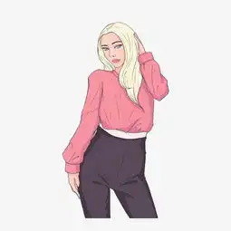 卡通手绘波普风秋装欧美人物免扣png图片素材其他格式下载动漫人物大全