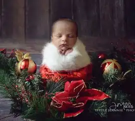 父母为新生婴儿拍圣诞写真萌化人心