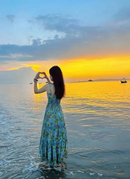 海边夕阳拍照,9个姿势,拍照美出新高度
