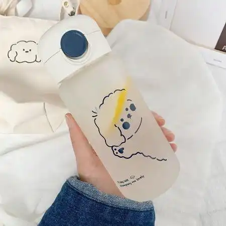 水杯女吸管可爱创意潮流便携耐热刻度玻璃杯简约ins潮流斜跨杯子
