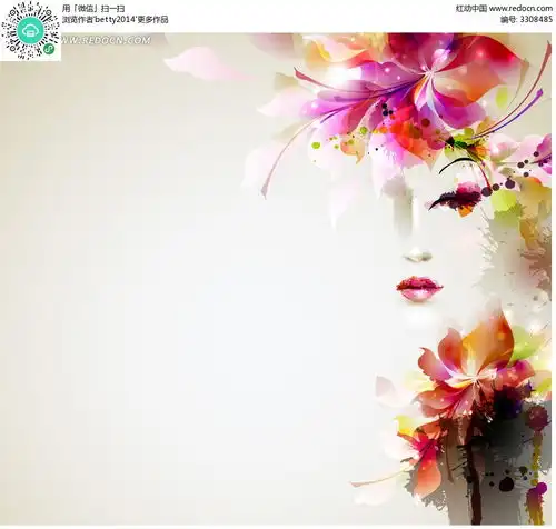 绚丽花纹意境美女矢量素材ai免费下载红动网