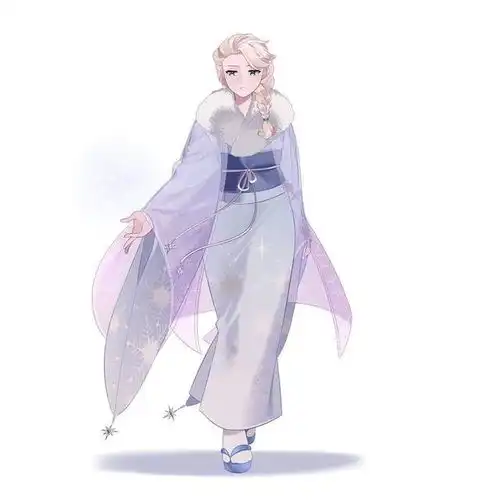迪士尼公主换上日本衣服,不同的和服各有特色,艾莎不愧是女王