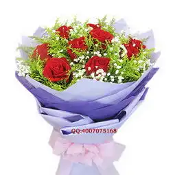 红玫瑰11枝,黄莺和满天星丰满搭配