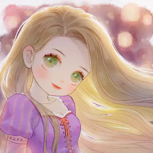 迪士尼公主化身大眼萌妹,日系画风真甜美,最爱红发小美人鱼