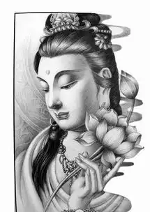 关于如来佛祖和观音菩萨的素描头像.