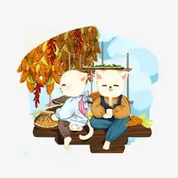 秋天丰收猫咪农忙休息插画图片素材其他格式下载动漫人物大全