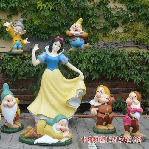 玻璃钢白雪公主与小矮人雕塑汉中玻璃钢白雪公主雕塑加工厂